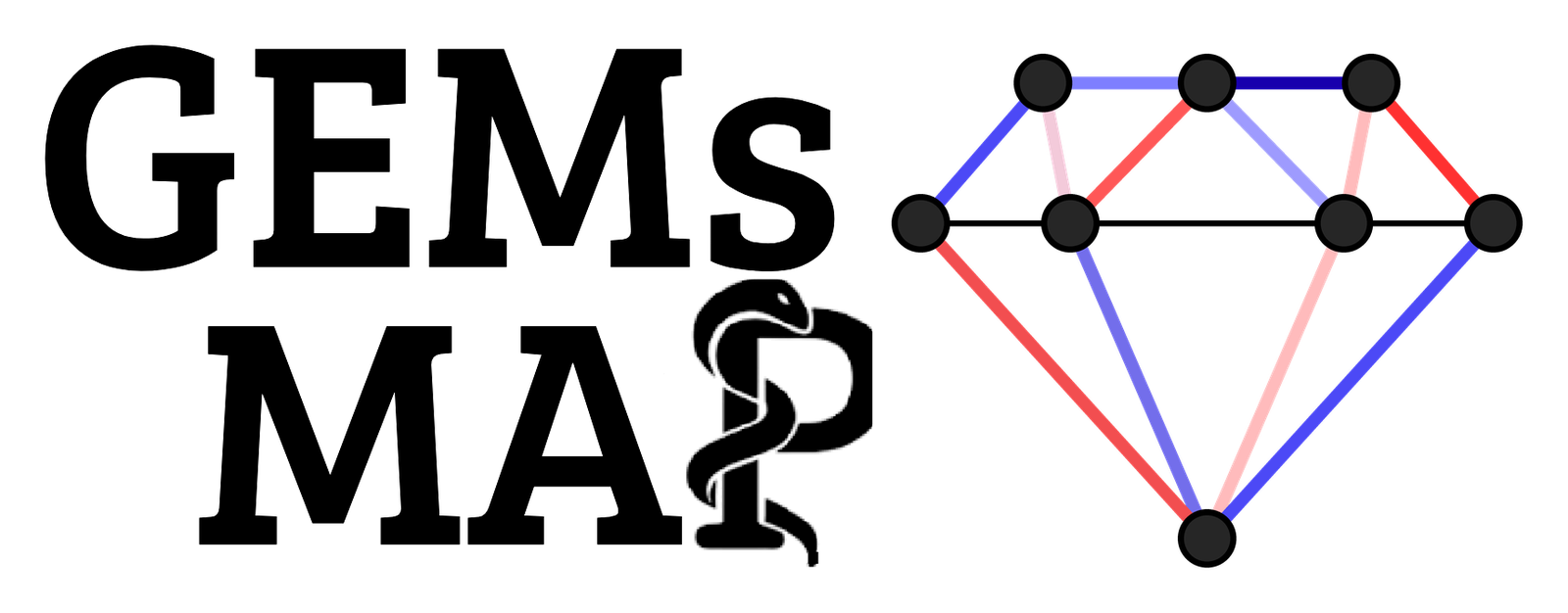 GEMs MAP logo: a gem drawn as a metabolic network